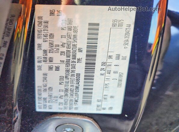 1FMCU0F65MUA98000 2021 FORD ESCAPE Blue 