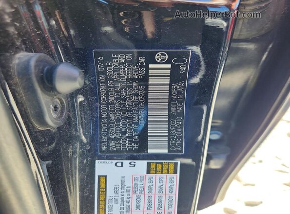 JTDZN3EU3HJ059345 2017 TOYOTA PRIUS Черный Вид наклейки с VIN-кодом