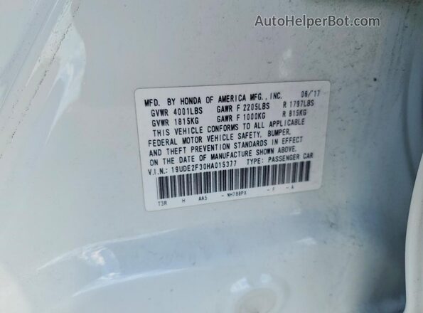 19UDE2F30HA015377 2017 ACURA ILX White Engine compartment view