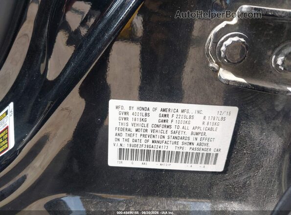 19UDE2F39GA024173 2016 ACURA ILX Black ძრავის განყოფილების ხედი
