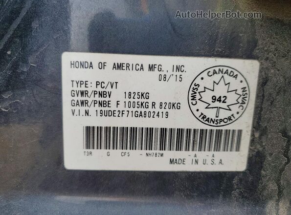 19UDE2F71GA802419 2016 ACURA ILX Black Engine compartment view