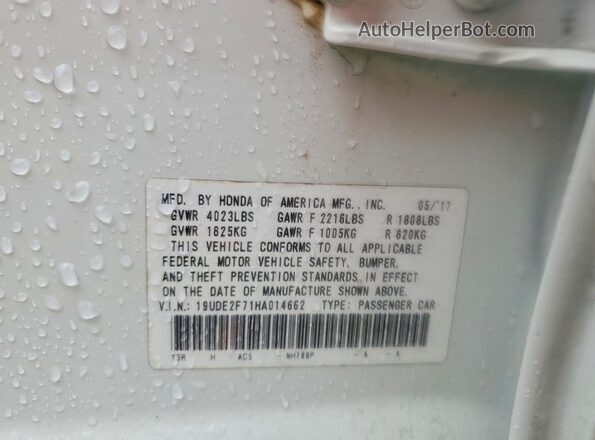 19UDE2F71HA014662 2017 ACURA ILX White Engine compartment view