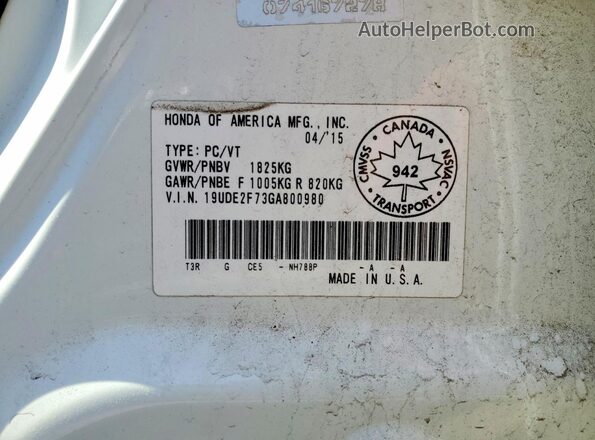 19UDE2F73GA800980 2016 ACURA ILX White ძრავის განყოფილების ხედი