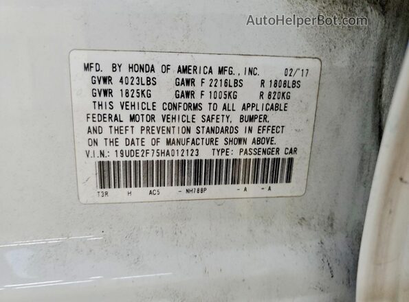 19UDE2F75HA012123 2017 ACURA ILX White Widok komory silnika