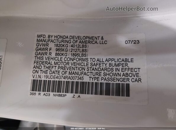19UDE4G74RA007345 2024 ACURA INTEGRA White Շարժիչի բաժամունքի տեսք