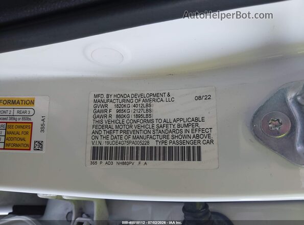 19UDE4G75PA005228 2023 ACURA INTEGRA White Շարժիչի բաժամունքի տեսք