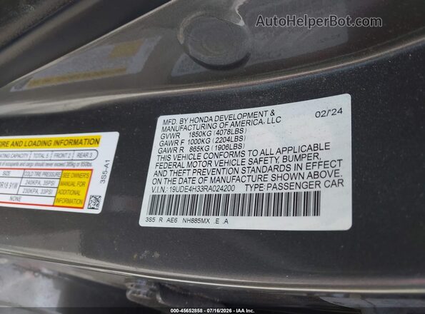 19UDE4H33RA024200 2024 ACURA INTEGRA Gray Vista del compartimento del motor