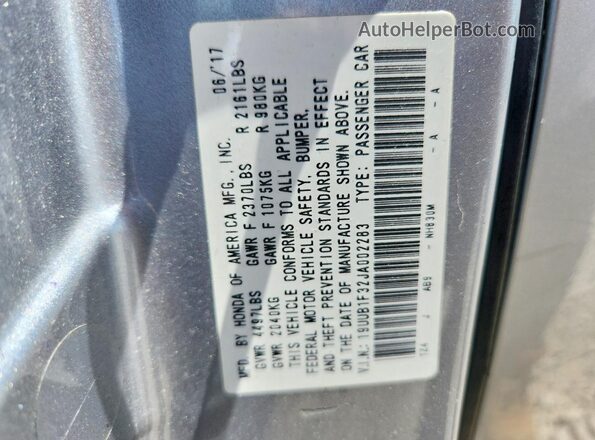 19UUB1F32JA002283 2018 ACURA TLX Gray Շարժիչի բաժամունքի տեսք