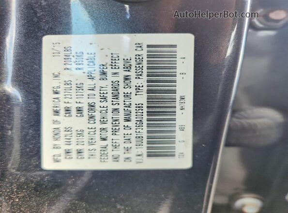 19UUB1F36GA002585 2016 ACURA TLX Gray Вид підкапотного простору