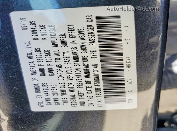 19UUB1F50GA013146 2016 ACURA TLX Черный Вид подкапотного пространства