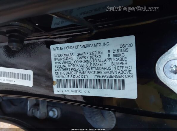 19UUB1F53LA013877 2020 ACURA TLX Black Widok komory silnika