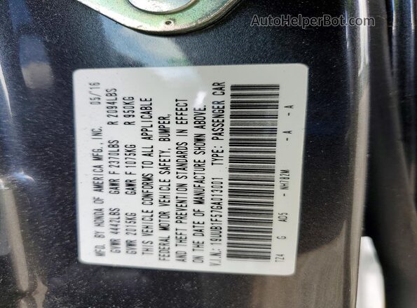 19UUB1F57GA013001 2016 ACURA TLX Charcoal Вид підкапотного простору