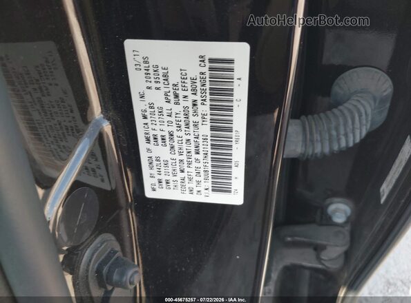 19UUB1F57HA010360 2017 ACURA TLX Black Vista del compartimento del motor
