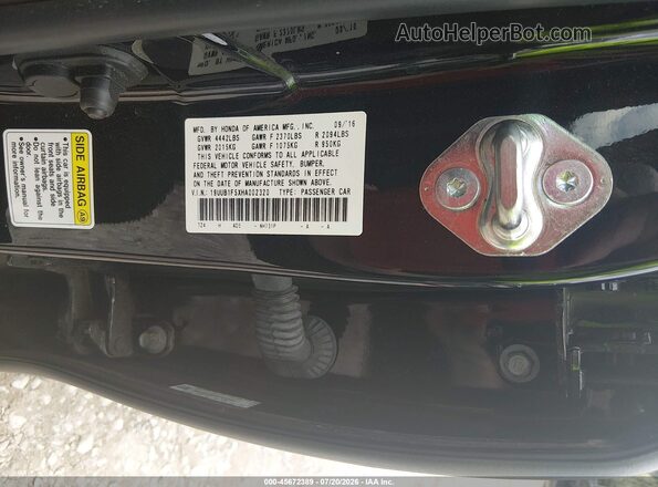 19UUB1F5XHA002320 2017 ACURA TLX Black Շարժիչի բաժամունքի տեսք