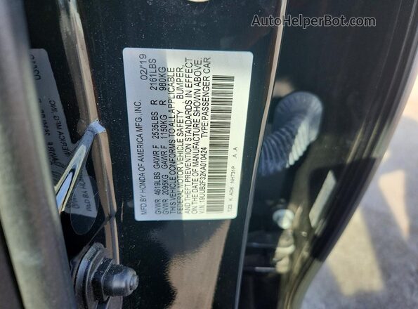19UUB2F32KA010424 2019 ACURA TLX Black Շարժիչի բաժամունքի տեսք