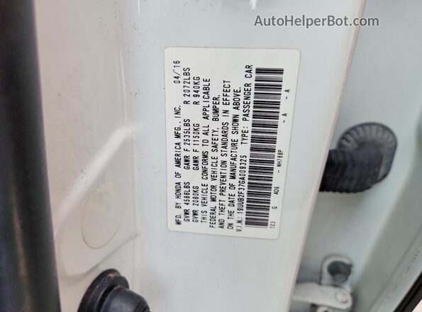19UUB2F37GA009325 2016 ACURA TLX White Вид підкапотного простору