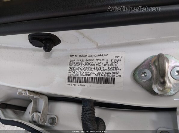 19UUB2F39LA002497 2020 ACURA TLX White ძრავის განყოფილების ხედი