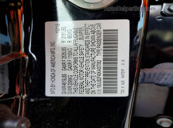 19UUB2F40KA007062 2019 ACURA TLX Black Շարժիչի բաժամունքի տեսք