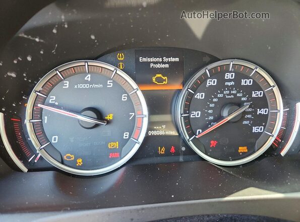 19UUB2F61KA007167 2019 ACURA TLX White Widok zestawu wskaźników