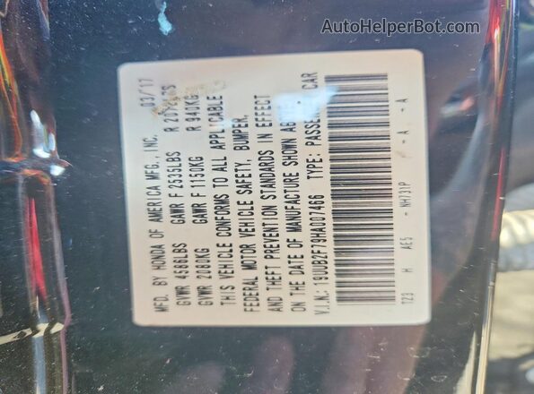 19UUB2F79HA007466 2017 ACURA TLX Black Շարժիչի բաժամունքի տեսք