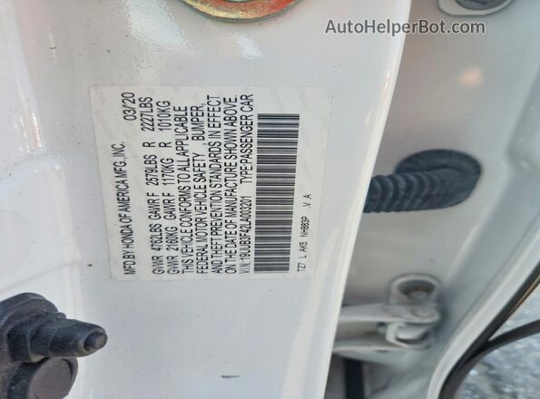 19UUB3F42LA003201 2020 ACURA TLX White Շարժիչի բաժամունքի տեսք
