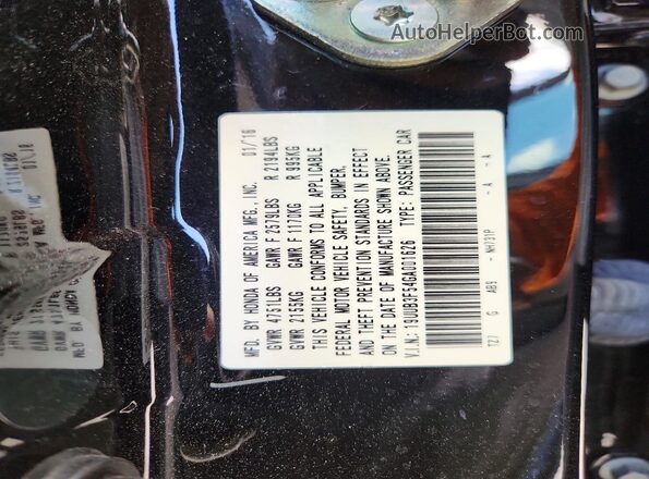 19UUB3F54GA001626 2016 ACURA TLX Black ძრავის განყოფილების ხედი