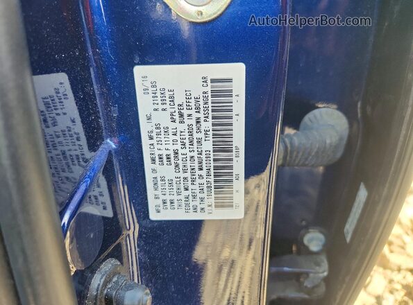 19UUB3F76HA000903 2017 ACURA TLX Blue Vista del compartimento del motor