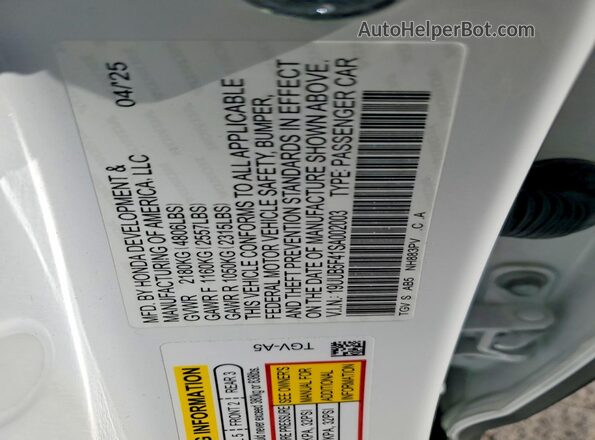19UUB5F41SA002003 2025 ACURA TLX White Engine compartment view