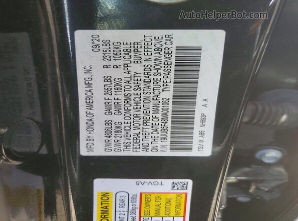 19UUB5F48MA001062 2021 ACURA TLX Black Widok komory silnika
