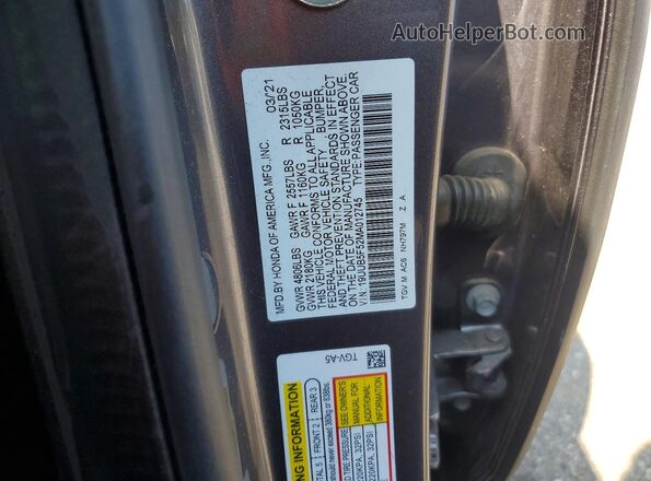 19UUB5F52MA012745 2021 ACURA TLX Gray Vista del compartimento del motor