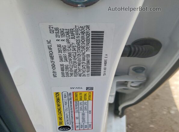 19UUB5F53MA011538 2021 ACURA TLX White Вид підкапотного простору