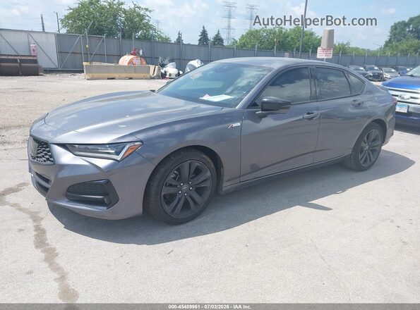 19UUB6F59NA003404 2022 ACURA TLX Gray წინა მარცხენა ხედი სამი მეოთხედიდან