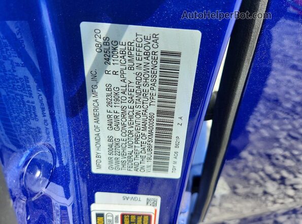 19UUB6F5XMA000560 2021 ACURA TLX Blue Engine compartment view