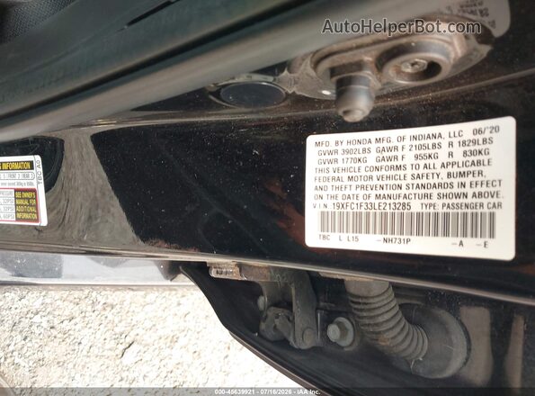 19XFC1F33LE213285 2020 HONDA CIVIC Black Շարժիչի բաժամունքի տեսք