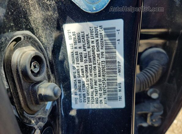 19XFC1F34ME009273 2021 HONDA CIVIC Черный Вид подкапотного пространства