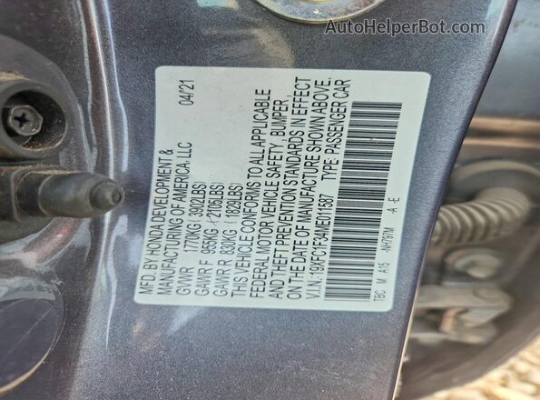 19XFC1F34ME011587 2021 HONDA CIVIC Silver Widok komory silnika