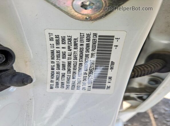 19XFC1F35HE211917 2017 HONDA CIVIC Белый Вид подкапотного пространства
