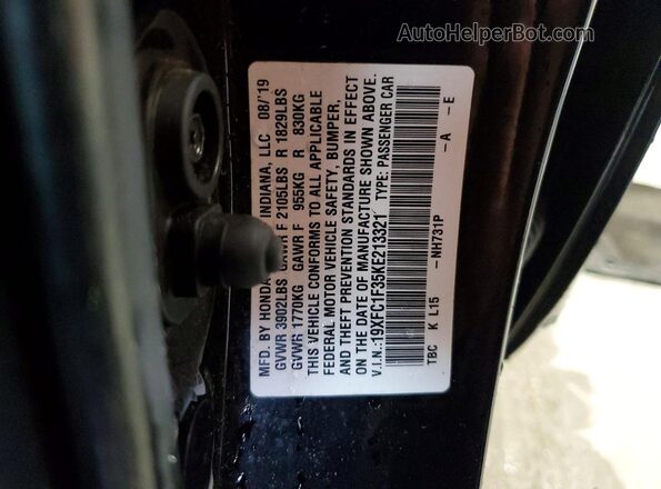 19XFC1F35KE213321 2019 HONDA CIVIC Black Engine compartment view