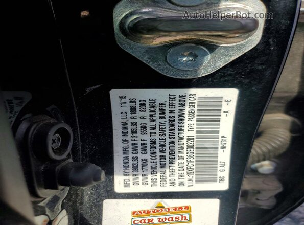 19XFC1F36GE002281 2016 HONDA CIVIC Black Շարժիչի բաժամունքի տեսք