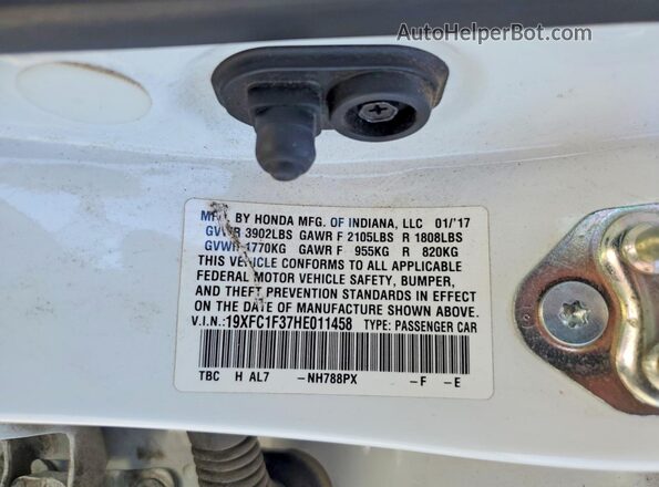 19XFC1F37HE011458 2017 HONDA CIVIC White Вид наклейки з VIN-кодом