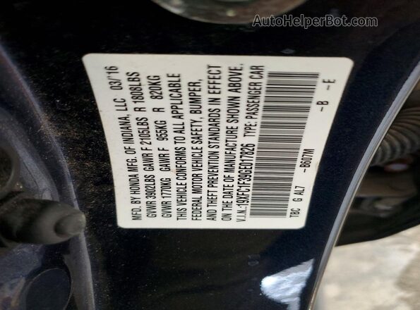 19XFC1F39GE017826 2016 HONDA CIVIC Blue ძრავის განყოფილების ხედი