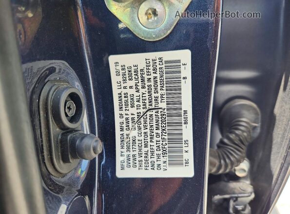 19XFC1F72KE202974 2019 HONDA CIVIC Gray Vista del compartimento del motor