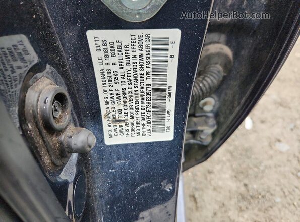 19XFC1F73HE209778 2017 HONDA CIVIC Black Widok komory silnika