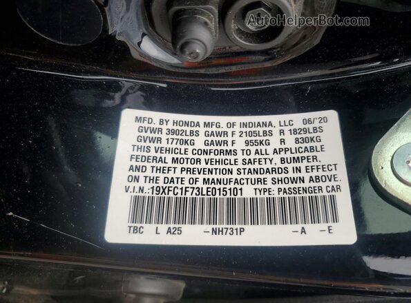 19XFC1F73LE015101 2020 HONDA CIVIC Charcoal Շարժիչի բաժամունքի տեսք