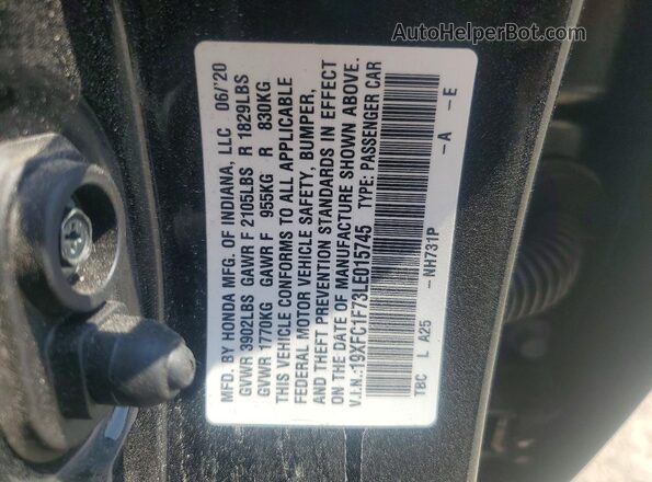 19XFC1F73LE015745 2020 HONDA CIVIC Черный Вид подкапотного пространства