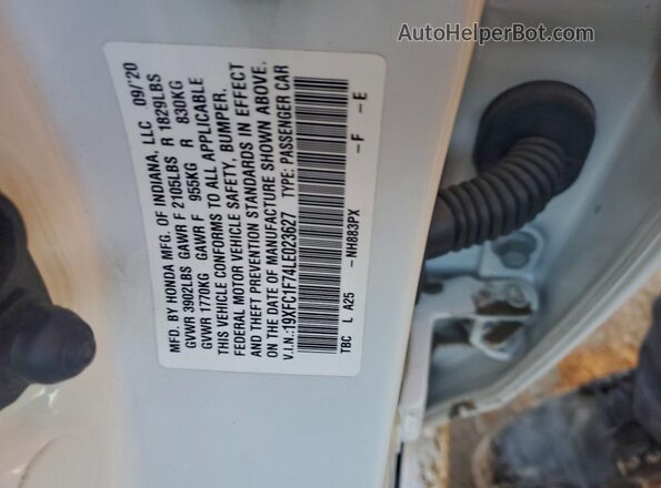 19XFC1F74LE023627 2020 HONDA CIVIC White Widok komory silnika