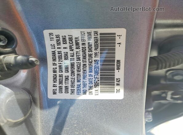 19XFC1F74ME001449 2021 HONDA CIVIC Silver Շարժիչի բաժամունքի տեսք