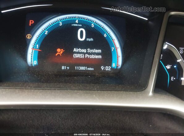 19XFC1F78GE210956 2016 HONDA CIVIC Gray უკანა სავარძლების ხედი