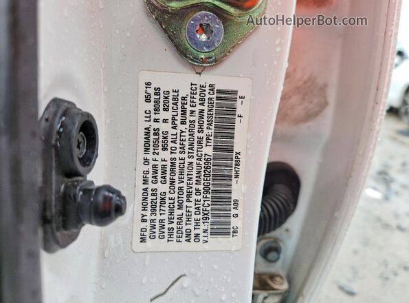 19XFC1F90GE026967 2016 HONDA CIVIC White Widok komory silnika