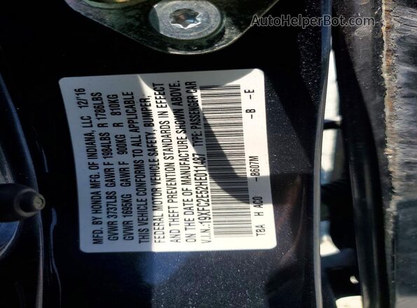 19XFC2E52HE011487 2017 HONDA CIVIC Blue Вид підкапотного простору